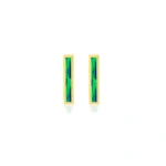 Jennifer Meyer Opal Inlay Long Bar Studs in 18K Yellow Gold | Fine Earrings | Coveti
