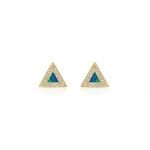 Jennifer Meyer Opal Inlay Triangle Studs with Diamonds in 18K Yellow Gold | Fine Earrings | Coveti
