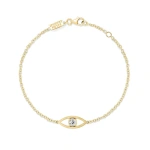 Jennifer Meyer Open Evil Eye Bracelet with Diamond Center in 18K Yellow Gold | Fine Bracelets | Coveti