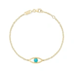 Jennifer Meyer Open Evil Eye Bracelet with Turquoise Center in 18K Yellow Gold | Fine Bracelets | Coveti
