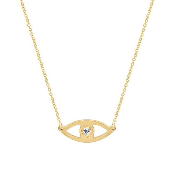 Jennifer Meyer Open Evil Eye Necklace with Diamond Center in 18K Yellow Gold | Fine Necklaces | Coveti