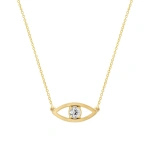 Jennifer Meyer Open Evil Eye Necklace with Diamond Center in 18K Yellow Gold | Fine Necklaces | Coveti