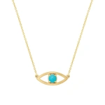 Jennifer Meyer Open Evil Eye Necklace with Turquoise Center in 18K Yellow Gold | Fine Necklaces | Coveti