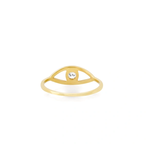 Jennifer Meyer Open Evil Eye Ring with Diamond Center in 18K Yellow Gold | Fine Rings | Coveti