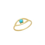 Jennifer Meyer Open Evil Eye Ring with Turquoise Center in 18K Yellow Gold | Fine Rings | Coveti
