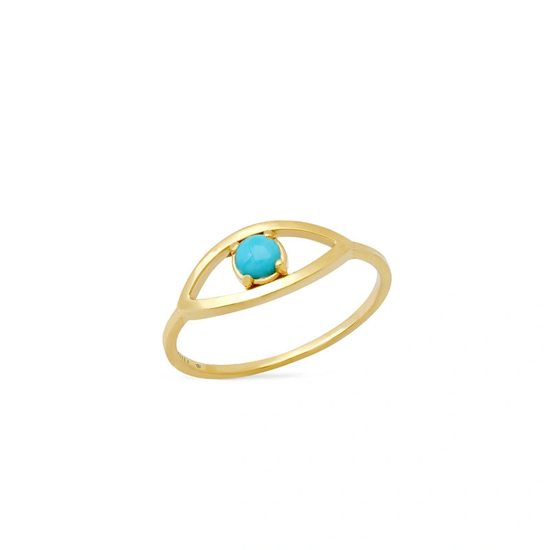 Jennifer Meyer Open Evil Eye Ring with Turquoise Center in 18K Yellow Gold Jennifer Meyer Open Evil Eye Ring with Turquoise Center in 18K Yellow Gold | Fine Rings | Coveti