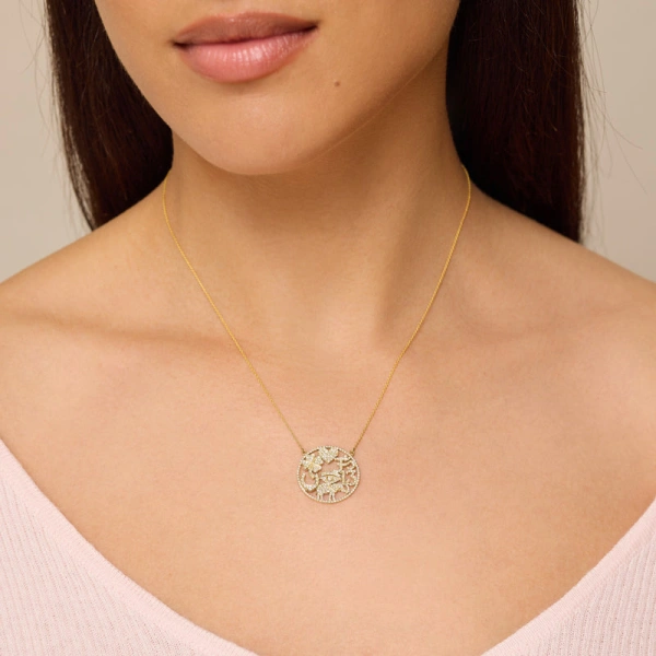 Jennifer Meyer Open Good Luck Necklace With Diamond Pave in 18K White Gold | Fine Necklaces | Coveti