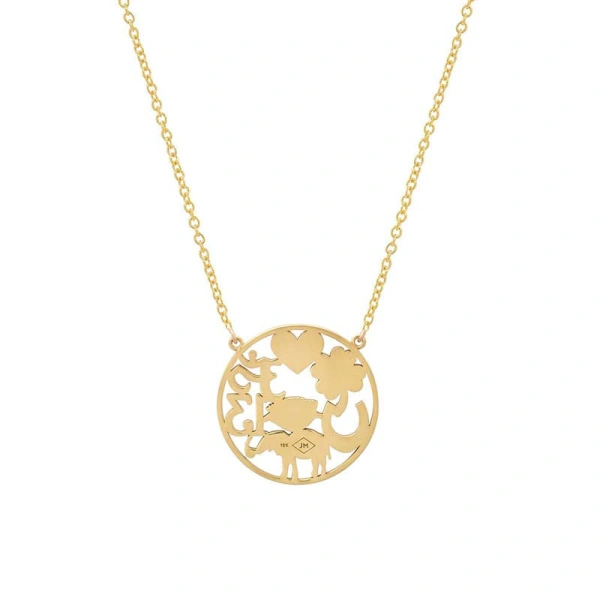 Jennifer Meyer Open Good Luck Necklace in 18K Yellow Gold | Fine Necklaces | Coveti