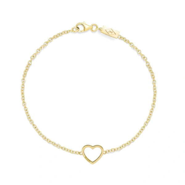 Jennifer Meyer Open Heart Bracelet in 18K Yellow Gold | Fine Bracelets | Coveti