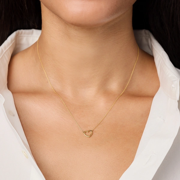 Jennifer Meyer Open Heart Necklace in 18K Yellow Gold | Fine Necklaces | Coveti