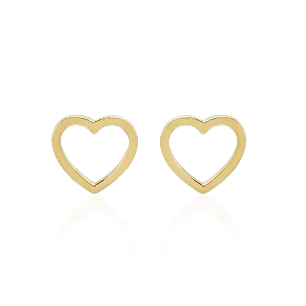 Jennifer Meyer Open Heart Studs in 18K Yellow Gold | Fine Earrings | Coveti