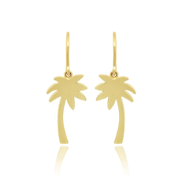 Jennifer Meyer Palm Tree Earrings in 18K Yellow Gold | Fine Earrings | Coveti