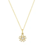 Jennifer Meyer Pearl Flower Necklace with Diamond Center in 18K Yellow Gold | Fine Necklaces | Coveti