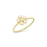 Jennifer Meyer Pearl Flower Ring with Diamond Center in 18K Yellow Gold | Fine Rings | Coveti
