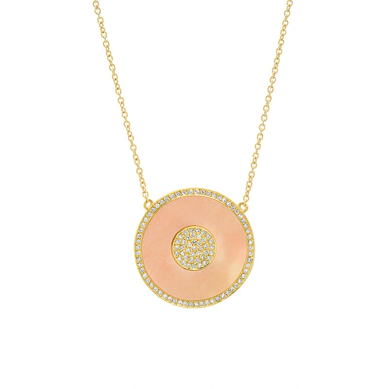 Jennifer Meyer Pink Opal and Diamond Inlay Evil Eye Necklace in 18K Yellow Gold Jennifer Meyer Pink Opal and Diamond Inlay Evil Eye Necklace in 18K Yellow Gold | Fine Necklaces | Coveti
