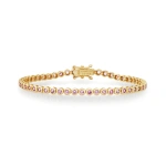 Jennifer Meyer Pink Sapphire Bezel Tennis Bracelet in 18K Yellow Gold | Fine Bracelets | Coveti