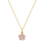 Jennifer Meyer Pink Sapphire Flower Necklace with Diamond Center in 18K Yellow Gold | Fine Necklaces | Coveti