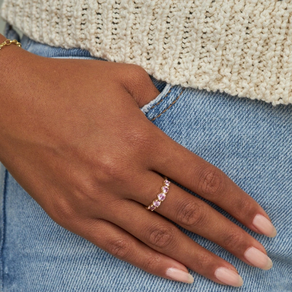 Jennifer Meyer Pink Sapphire Graduated Ring in 18K Yellow Gold | Fine Rings | Coveti