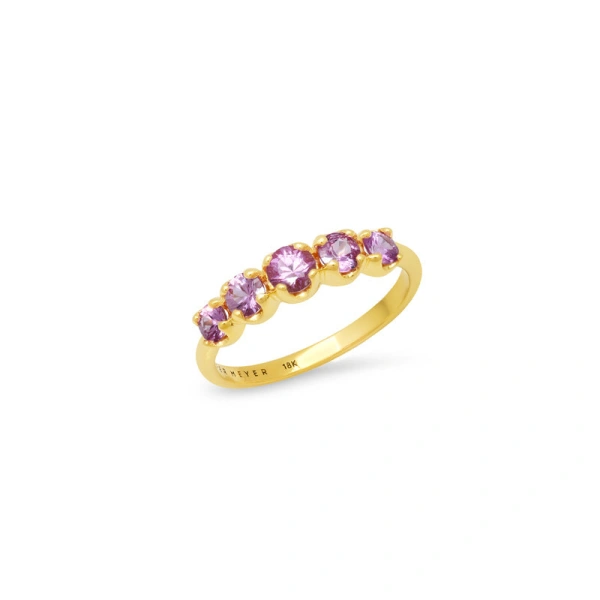 Jennifer Meyer Pink Sapphire Graduated Ring in 18K Yellow Gold | Fine Rings | Coveti