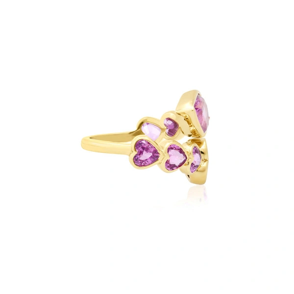 Jennifer Meyer Pink Sapphire Heart Wrap Ring in 18K Yellow Gold | Fine Rings | Coveti