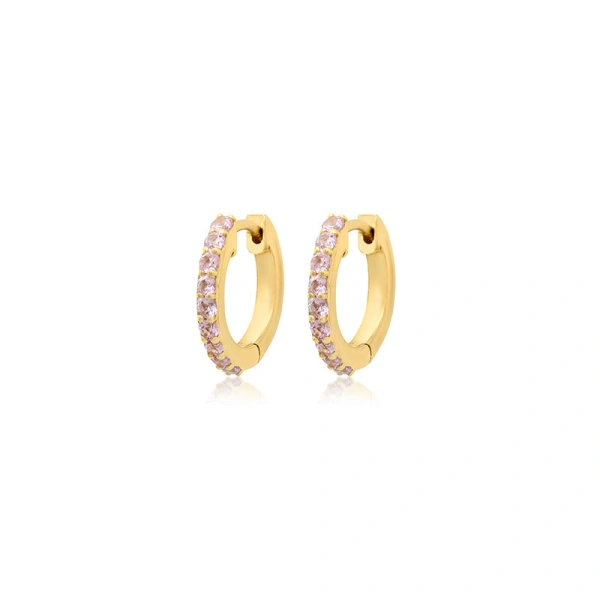 Pink Sapphire Huggies in 18K Yellow Gold