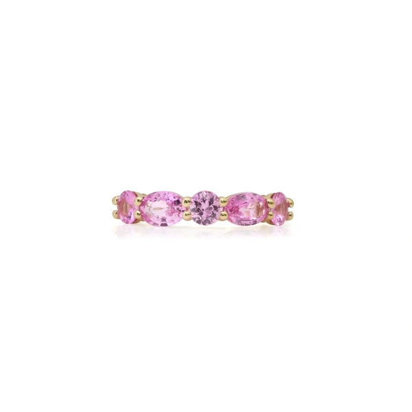 Jennifer Meyer Pink Sapphire Mosaic Ring in 18K Yellow Gold | Fine Rings | Coveti