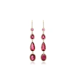 Jennifer Meyer Pink Tourmaline and Rubellite Mosaic Drop Earrings in 18K Yellow Gold | Fine Earrings | Coveti