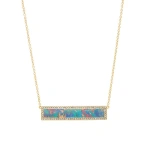 Jennifer Meyer Red Boulder Opal Inlay Bar Necklace with Diamonds in 18K Yellow Gold | Fine Necklaces | Coveti