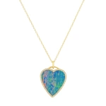 Jennifer Meyer Red Boulder Opal Inlay Heart Necklace with Diamonds in 18K Yellow Gold | Fine Necklaces | Coveti