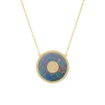 Jennifer Meyer Red Boulder Opal and Diamond Inlay Evil Eye Necklace in 18K Yellow Gold | Fine Necklaces | Coveti