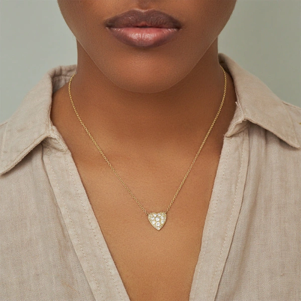 Jennifer Meyer Rose Cut Diamond Heart Necklace in 18K Yellow Gold | Fine Necklaces | Coveti