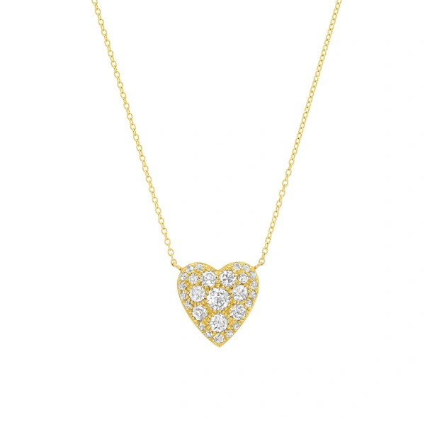 Jennifer Meyer Rose Cut Diamond Heart Necklace in 18K Yellow Gold | Fine Necklaces | Coveti