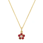 Jennifer Meyer Ruby Flower Necklace with Diamond Center in 18K Yellow Gold | Fine Necklaces | Coveti