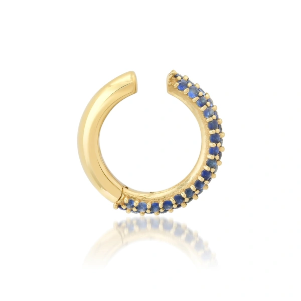 Jennifer Meyer Sapphire Ear Cuff in 18K White Gold | Fine Earrings | Coveti
