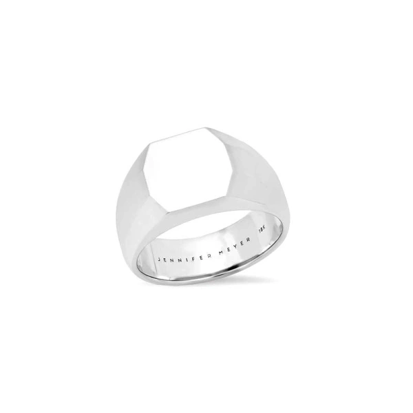 Jennifer Meyer Signet Ring in 18K White Gold | Fine Rings | Coveti