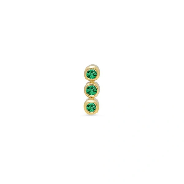 Jennifer Meyer Single 3 Mini Emerald Bezel Stud in 18K Yellow Gold | Fine Earrings | Coveti