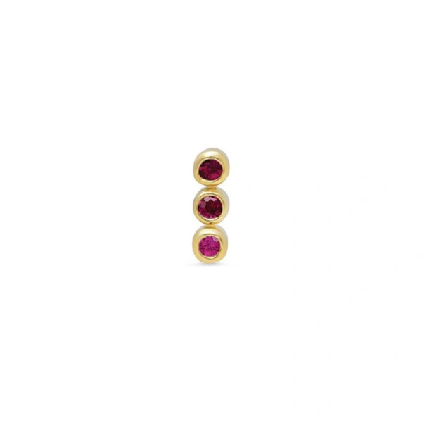 Jennifer Meyer Single 3 Mini Ruby Bezel Stud in 18K Yellow Gold | Fine Earrings | Coveti
