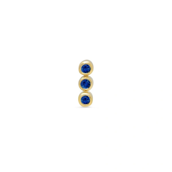 Single 3 Mini Sapphire Bezel Stud in 18K Yellow Gold