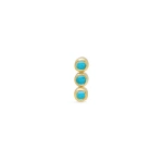Jennifer Meyer Single 3 Mini Turquoise Bezel Stud in 18K Yellow Gold | Fine Earrings | Coveti