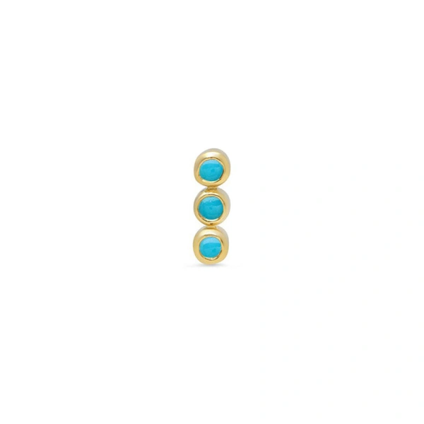 Single 3 Mini Turquoise Bezel Stud in 18K Yellow Gold