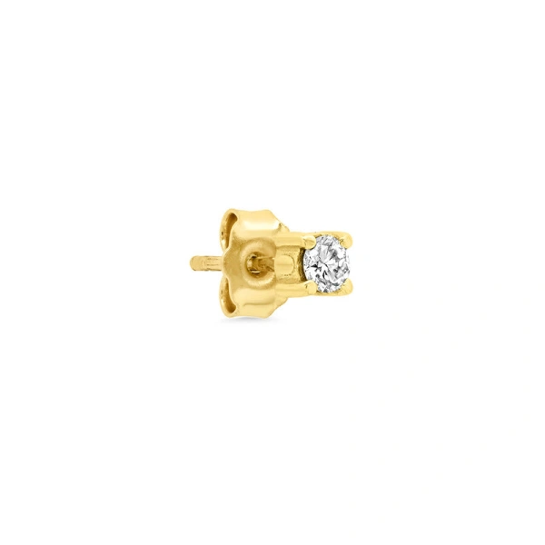 Jennifer Meyer Single Brilliant Cut Diamond Stud in 18K Yellow Gold | Fine Earrings | Coveti