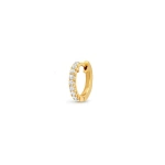 Jennifer Meyer Single Diamond Huggie in 18K Yellow Gold | Fine Earrings | Coveti