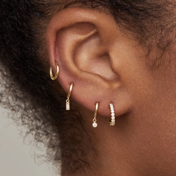 Jennifer Meyer Single Diamond Huggie in 18K Yellow Gold | Fine Earrings | Coveti