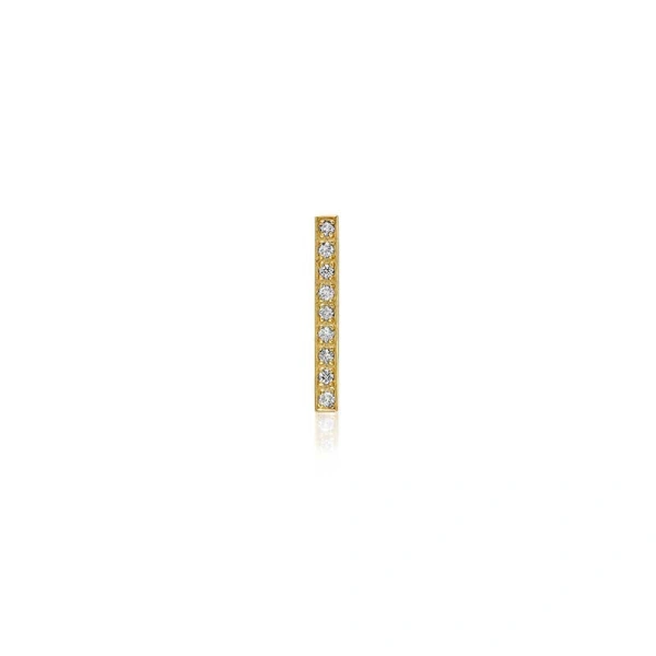 Jennifer Meyer Single Diamond Long Bar Stud in 18K Yellow Gold | Fine Earrings | Coveti