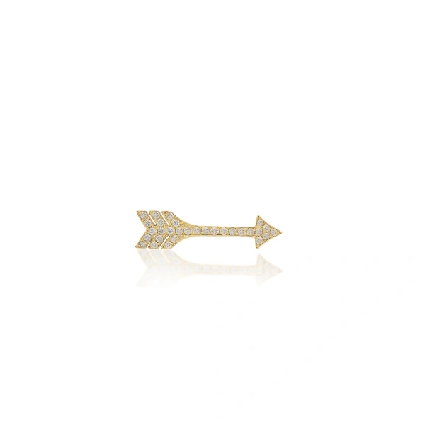 Jennifer Meyer Single Diamond Mini Arrow Stud in 18K Yellow Gold | Fine Earrings | Coveti