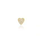 Jennifer Meyer Single Diamond Mini Heart Stud in 18K Yellow Gold, Single Earring | Fine Earrings | Coveti