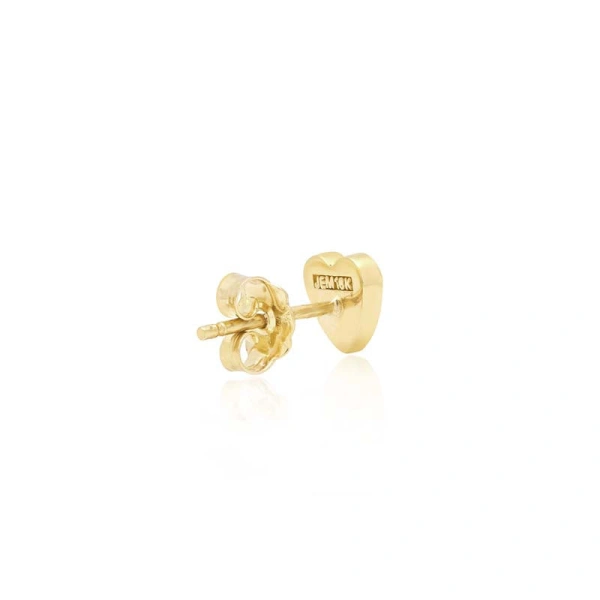 Jennifer Meyer Single Diamond Mini Heart Stud in 18K Yellow Gold, Single Earring | Fine Earrings | Coveti