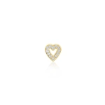 Jennifer Meyer Single Diamond Mini Open Heart Stud in 18K Yellow Gold | Fine Earrings | Coveti