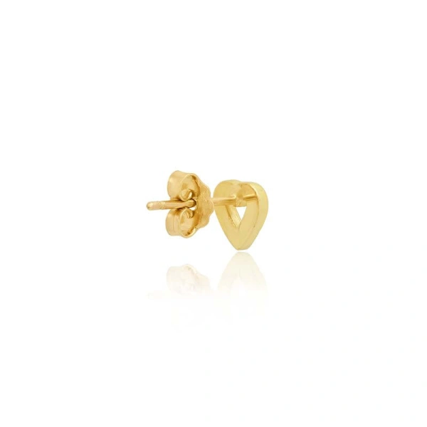 Jennifer Meyer Single Diamond Mini Open Heart Stud in 18K Yellow Gold | Fine Earrings | Coveti