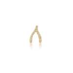 Jennifer Meyer Single Diamond Mini Wishbone Stud in 18K Yellow Gold | Fine Earrings | Coveti